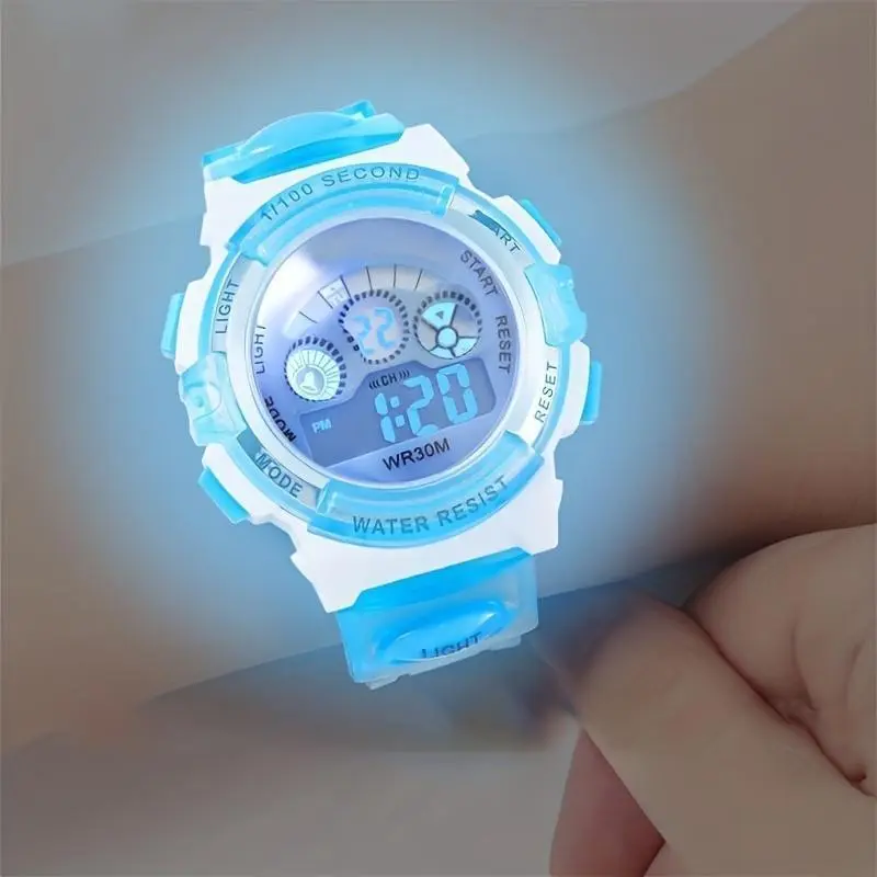 Multifunctional Sports Digital Watch for Kids - Colorful Night Light, Durable Plastic Band & Case, Battery Operated - Ideal Gift for Boys & Girls