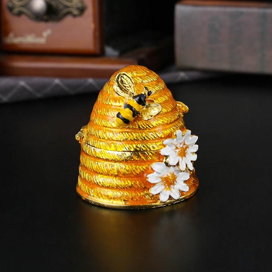 Elegant Beehive Jewelry Box, Hand-Painted Enamel Storage Case, Organize Necklaces, Dressing Table Mess, Trendy Country Style Garden Decor