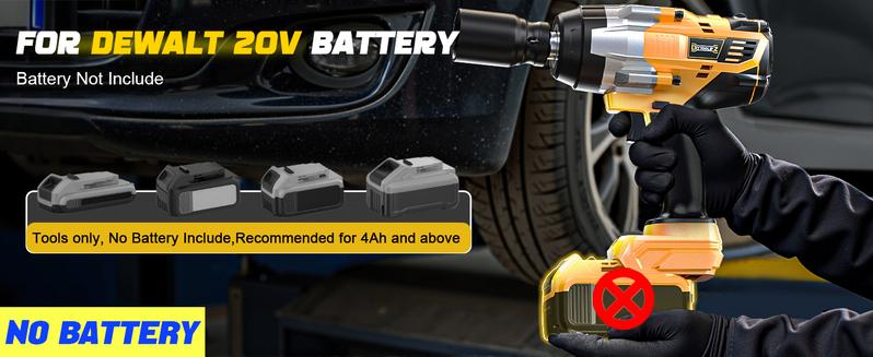 1850Ft-lbs(2500N.m)-3/4"Impact Wrench Compatible with Dewalt 20V Battery(NO Battery!!!), Brushless Impact Gun 4-Speed with Auto-Stop Reverse for Car Cordless
