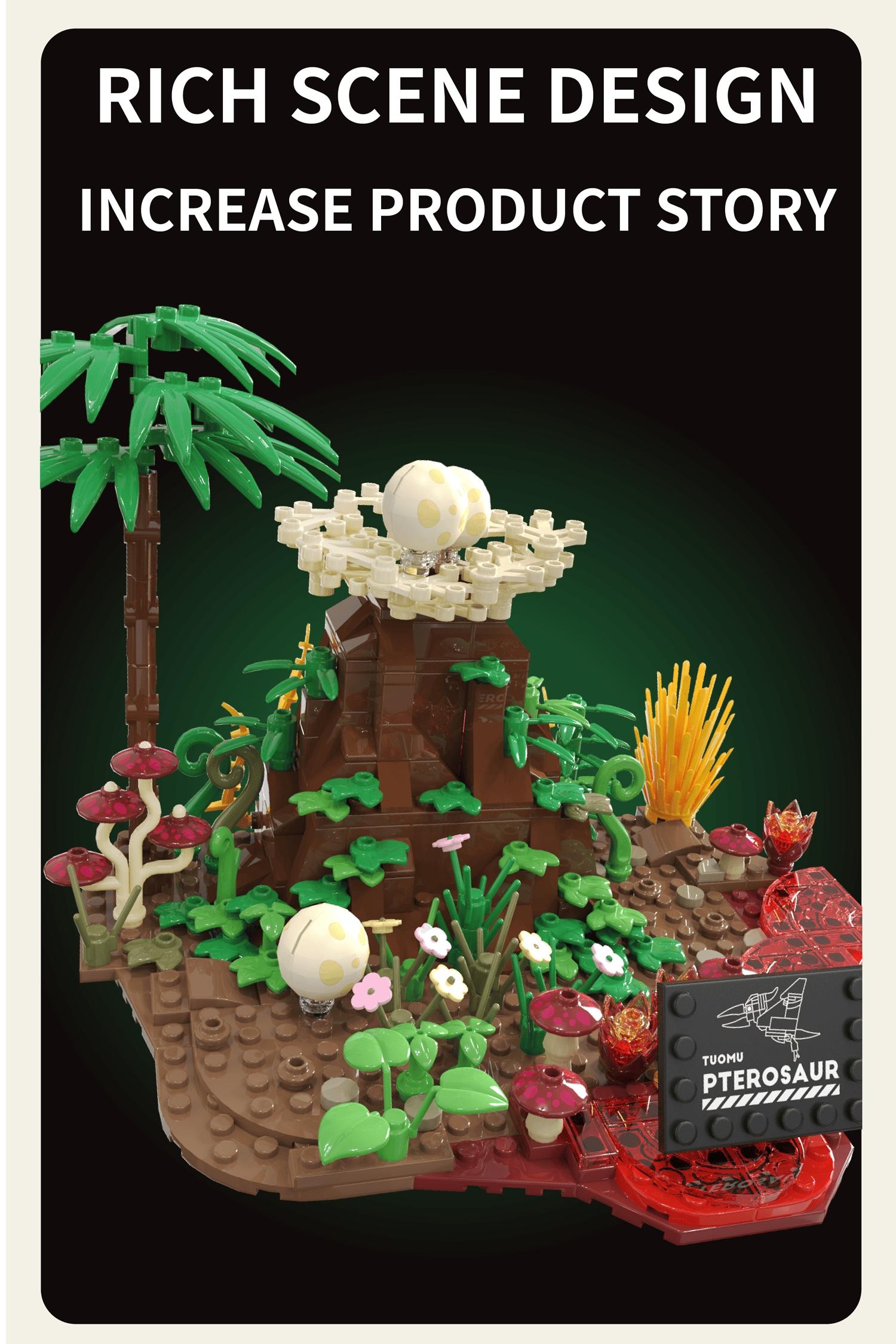 Dinosaur World Building Set, Pterosaur Bird Model DIY Creative Toy, Mini Brick Scene, Desk Decor, Fun Assembly Hobby, Gift for All Ages