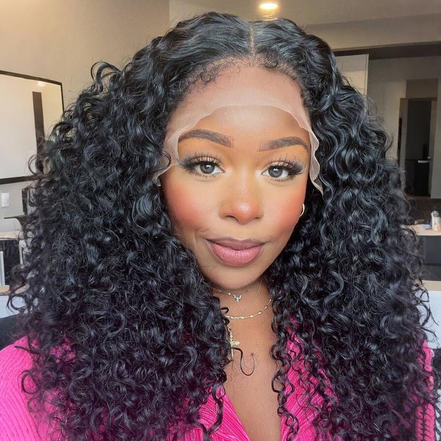 Pizazz Hair 4C Edges Curly Bye Bye Knots Bob Wig 280% Density 8x5 Lace Front Wigs Human Hair Pre Bleached Pre Plucked with Curly Baby Hair Hairline Transparent HD Lace Frontal Wig