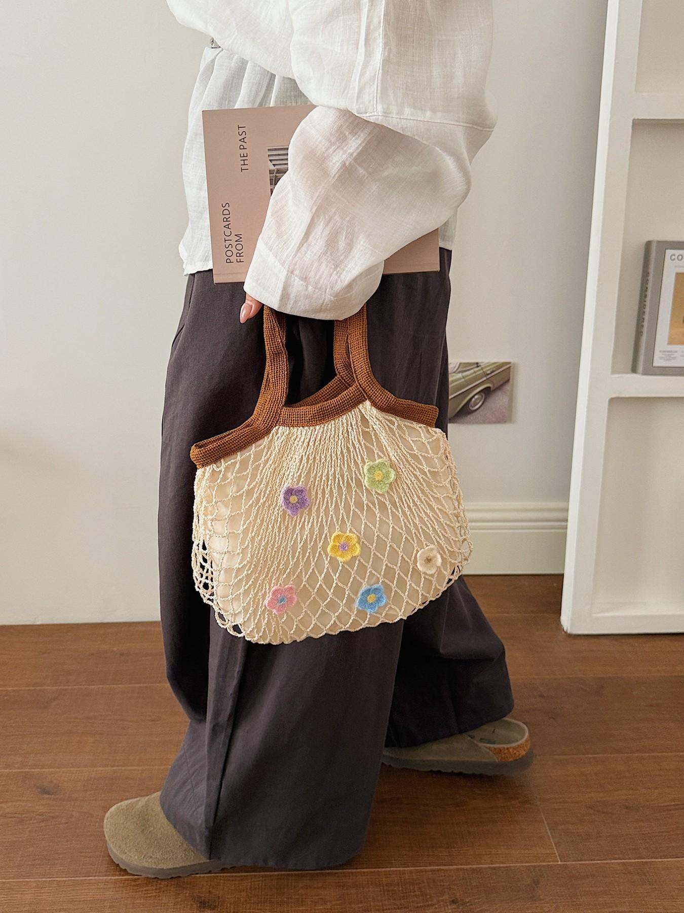 Elegant Boho Half Moon Bag, Floral Pattern Fabric Design, Lightweight & Versatile for All Seasons, Perfect for Beaches & Daily Use