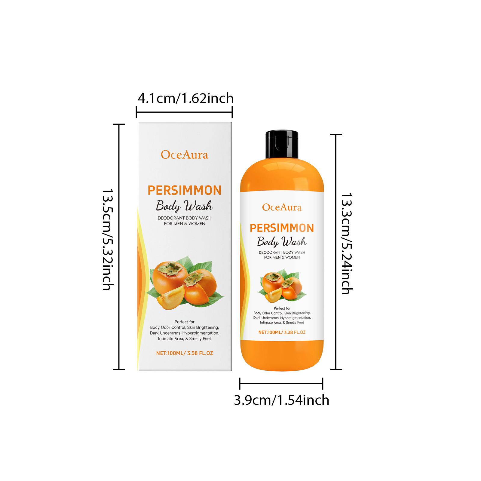 Persimmon Body Wash, Gentle Moisturizing Cleanser, Smooths and Nourishes Skin, Plant Extracts, Liquid Form, Single Item
