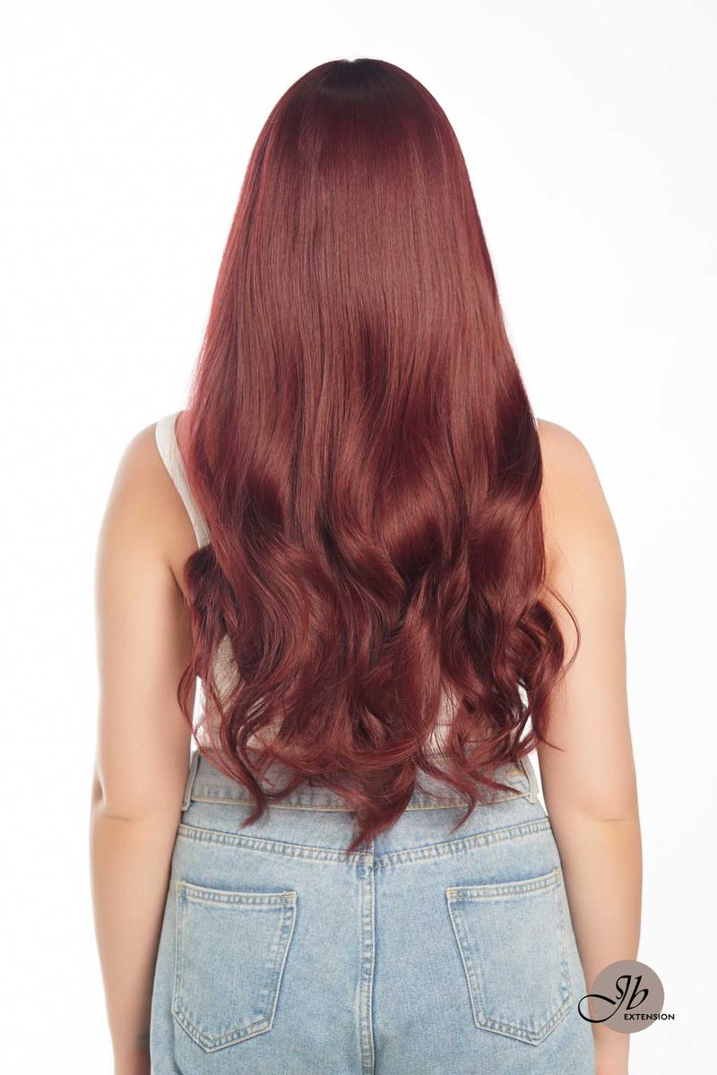 JBEXTENSION 25 Inches Red Curly Fashion Wig With Full Bangs ALYSSA