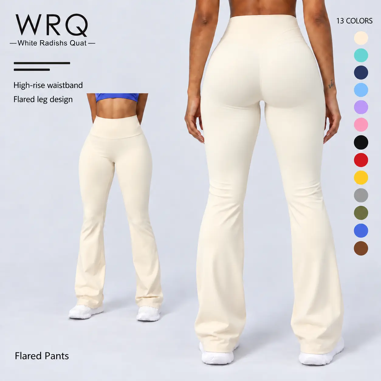 Women's 1 or 2 Pack High Waisted Flare Yoga Pants, Full Length Workout Leggings with Wide Waistband