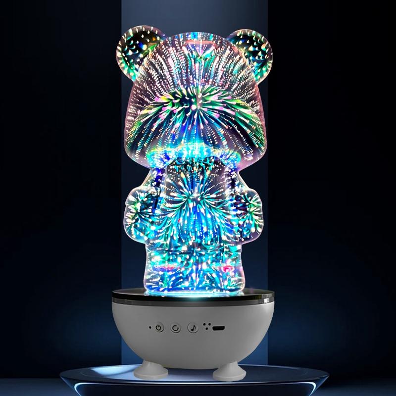 RGB Rotating Bear Speaker, Wireless Cutsie Light-Up Sound, Perfect for Bedroom, Office, and Gift Vibes, Enhance Your Space with Style