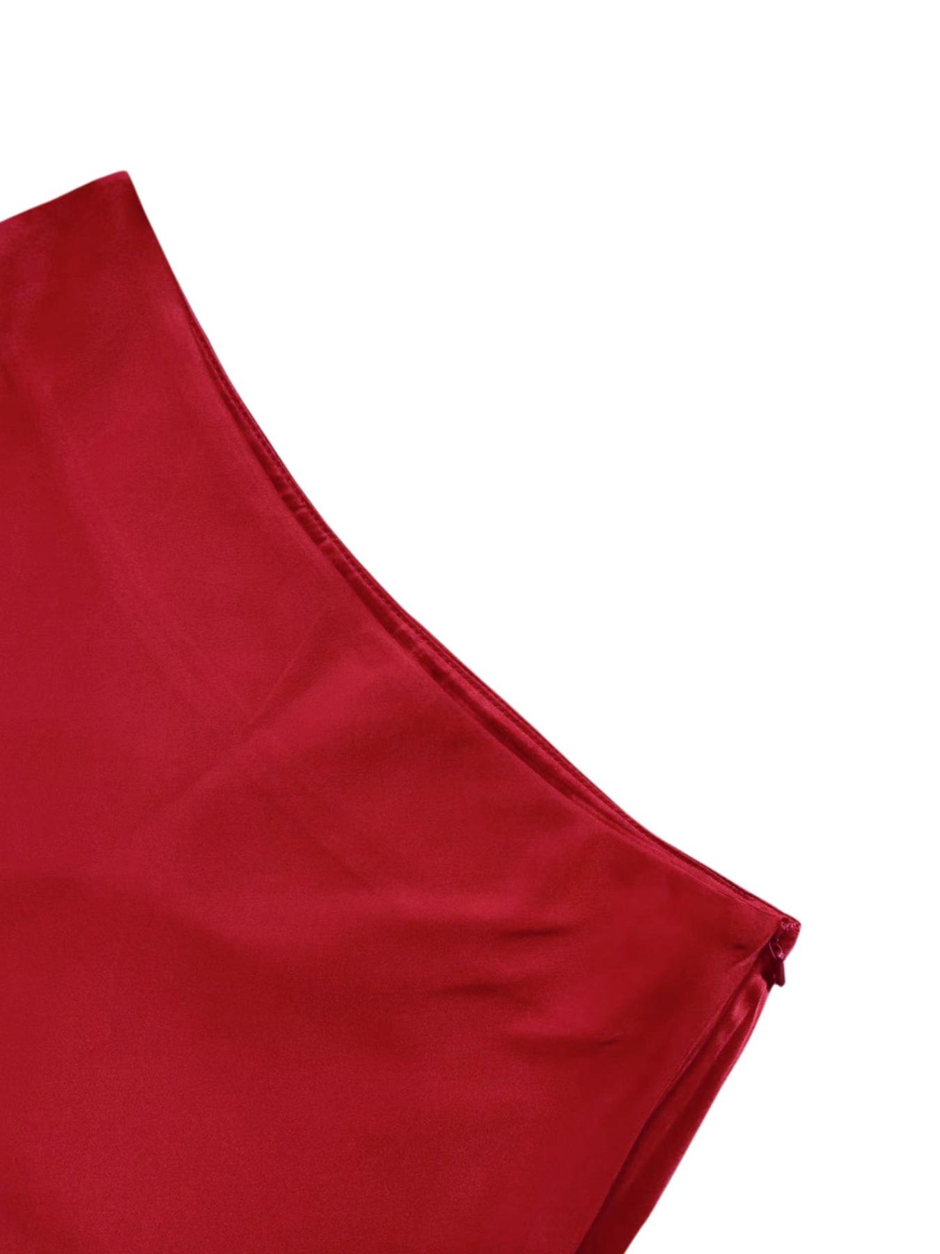 Women's Solid Color High Waist Casual Skirt, Elegant Fashion Zipper Design Knee Length Skirt for Daily Outdoor Wear, Ladies Clothes for Summer