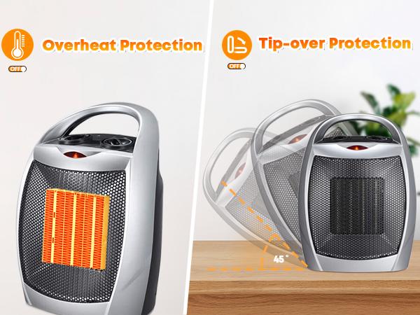 Space Heater,1500W/750W ETL Certified Ceramic Small Heater with Thermostat,Electric Portable Heater Fan for Home Dorm Office Desktop and kitchen,SILVER