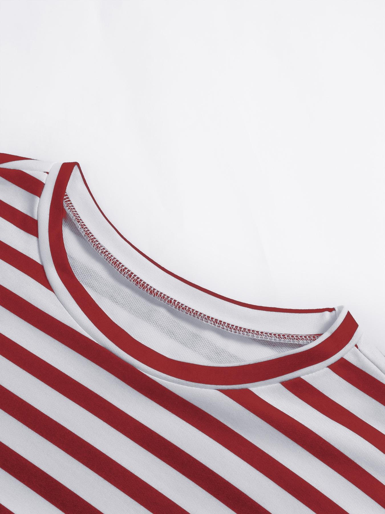 Women's Fashion Striped Casual Workout Loungewear Sportswear Set, Spring & Fall Long Pants and T-Shirt Two-Piece, Stylish Stripe Design