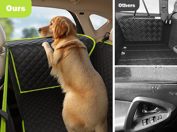 Pecute Pet Car Seat Cover Waterproof Dog Backseat Hammock with Mesh Window & Storage Pocket, 600D Non-Slip for Car/Truck, Easy to Install Washable