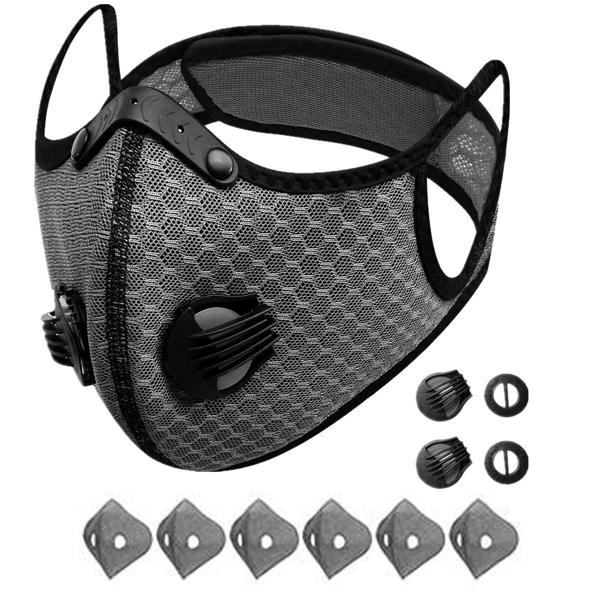 Reusable Half Face Cover Mask w/ Filter Cycling Outdoor Sport Face Mask Grey