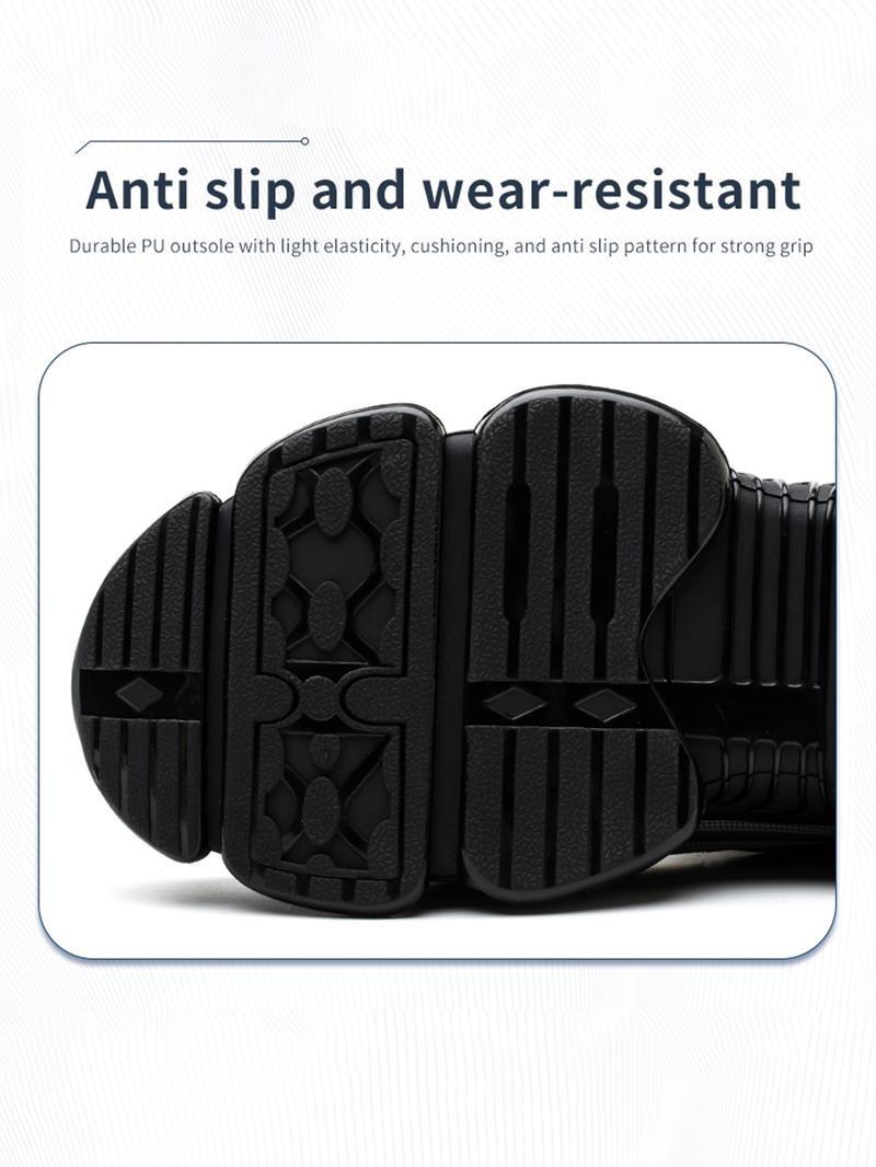 Men's Steel Toe Safety Shoes Puncture Proof And Smash Proof With Swivel Button Contrasting Color Mesh Work Shoes Suitable For Outdoor Work Blue Collar Industrial Construction Outdoorfun Footwear Grey