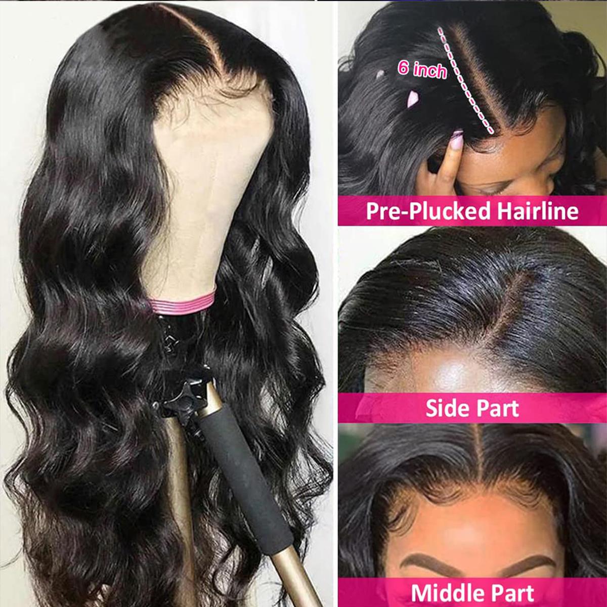 13x6 Lace Front Wigs Human Hair For Women 28 30 Inch Body Wave wigs Pre Plucked Brazilian 13x6 HD Transparent Lace Frontal Wigs Human Hair 180%