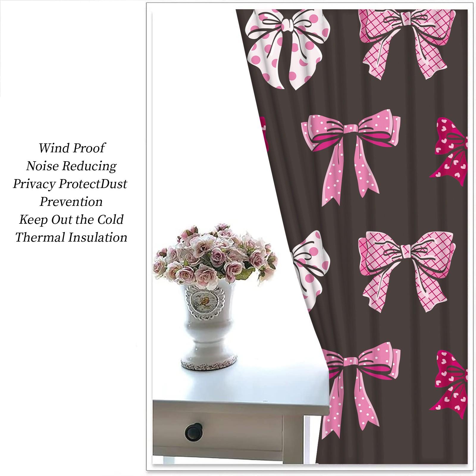 2 Panels Set Cute Coquette Bow Print Blackout Curtains, Y2K Aesthetic Darkening Grommet Window Drapes, Privacy Protection & Light Blocking, Perfect for Bedroom, Living Room, Dorm & Girls' Room Trendy Home Decor