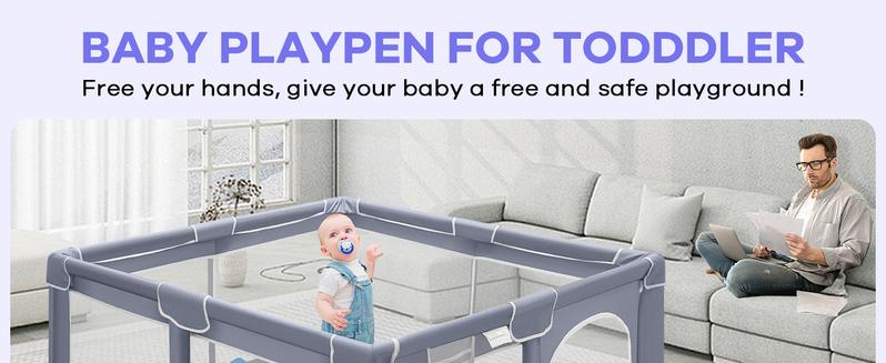 Baby Playpen, Indoor and Outdoor Playard, Play Pens for Kid Activity Center, Sturdy Safety Baby Fence with Breathable Mesh for Toddler playpen