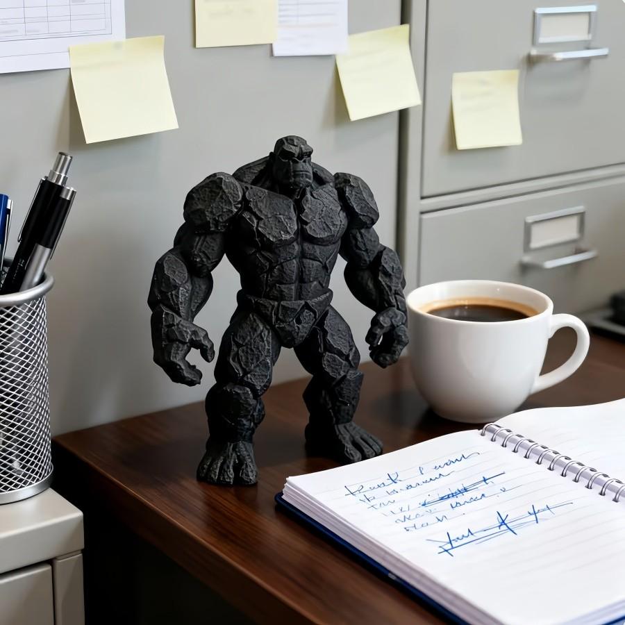 3D printed stone-textured gorilla statue, a modern minimalist decorative ornament, available in black/grey styles, perfect for home, office desk, or bookshelf accents. An ideal birthday/anniversary/party/halloween/christmas gift for gorilla enthusiasts an