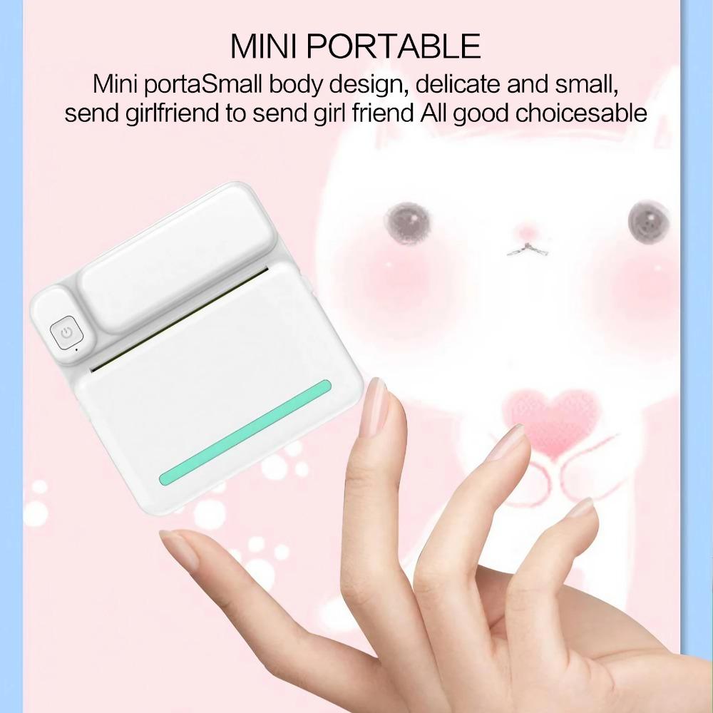 Portable Mini Bluetooth Thermal Label Printer for iOS Android, Sticker Photo Machine with 14 Rolls Paper, Wireless Pocket Printer for Home Office Student Study, No Ink Instant Stick Clear Image
