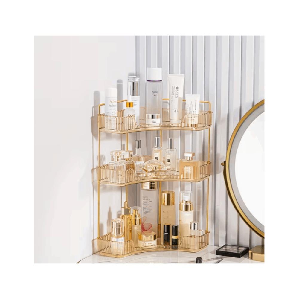 Corner bathroom storage rack, perfume tray for bathroom countertops and vanity organizer, cosmetic storage box, corner storage and organizer rack suitable for bathrooms, kitchens and vanities