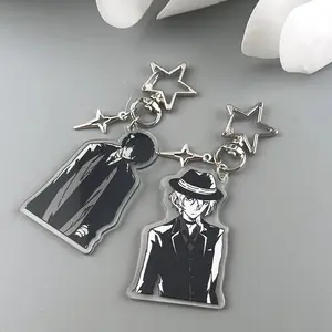 Anime BSD Dazai Osamu and Chuuay Keychain Bungou Stray Dogs Soukoku Inspiration Key Ring Cosplay Accessories Backpack Decor