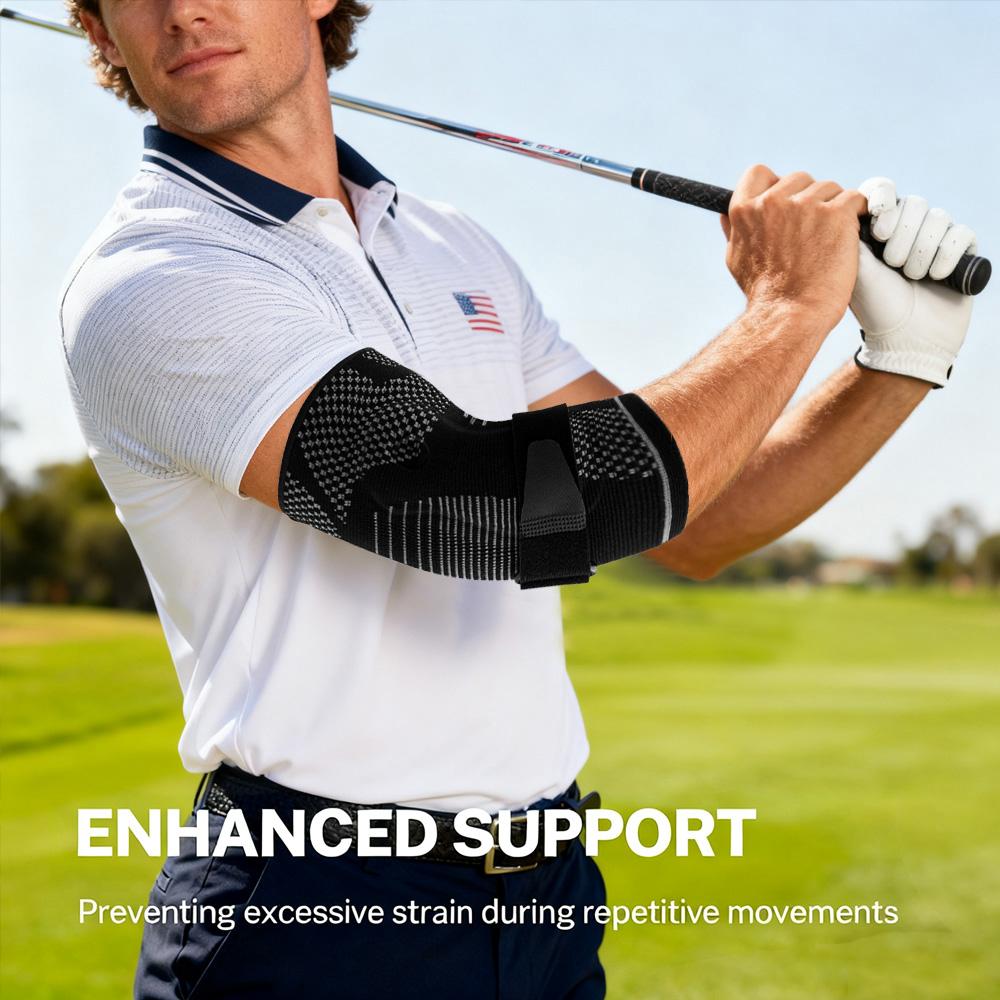 Elbow Brace Support, Breathable Elbow Compression Sleeve with Gel Pad for Golfer's, Tennis Elbow & Tendonitis Treatment & Pain Relief, Sports Arm Sleeves