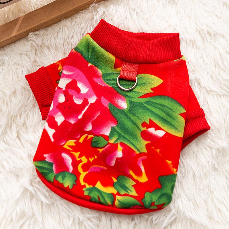 Kitten Apparel Autumn Winter Floral Sweatshirt for Ragdoll British Shorthair New Year Two Legged Cat Clothes