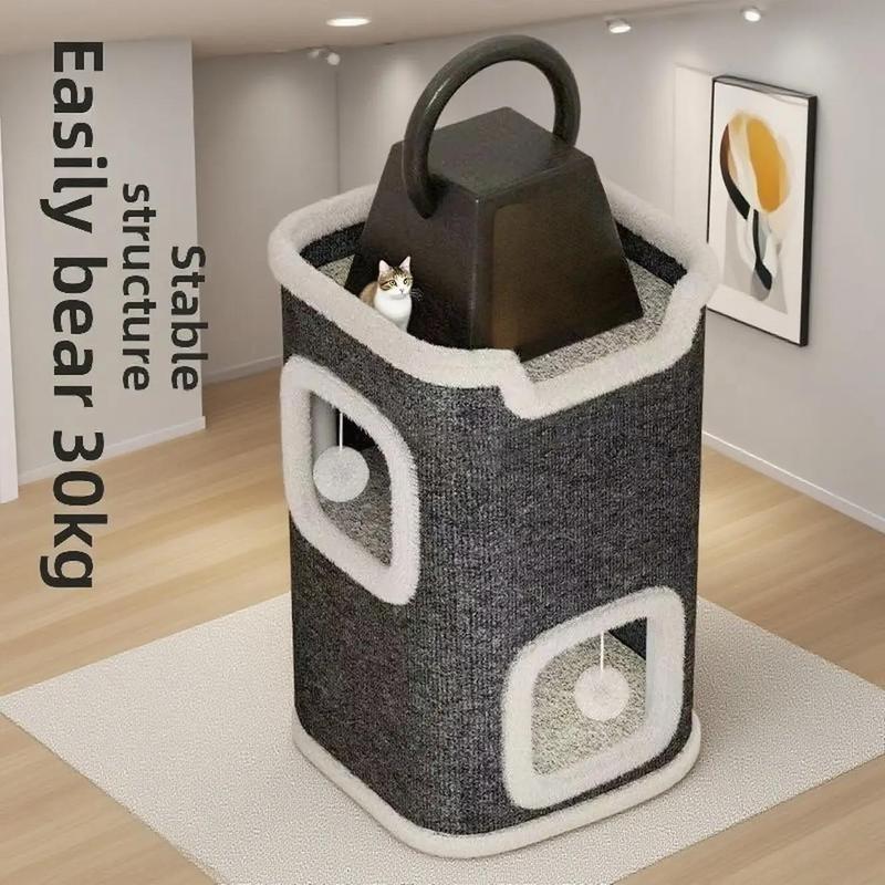 Multi-Level Foldable Cat Tree Towers for Indoor - Cat Furniture, Interactive Hanging Toy Ball, Soft Cozy Top Bed, Cat Tree House, Cat Hideaway, Vertical Scratcher, Scratch-Resistant Design, Christmas, New Year's Gifts for Cats, 3/2/1Tier