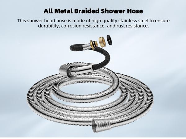 Hibbent Upgraded 5-spray 13'' Shower Head, High Pressure Rainfall Shower Head, Dual Showerhead Combo with 10-mode Handheld Spray, 12'' Adjustable Extension Arm, 71'' Hose