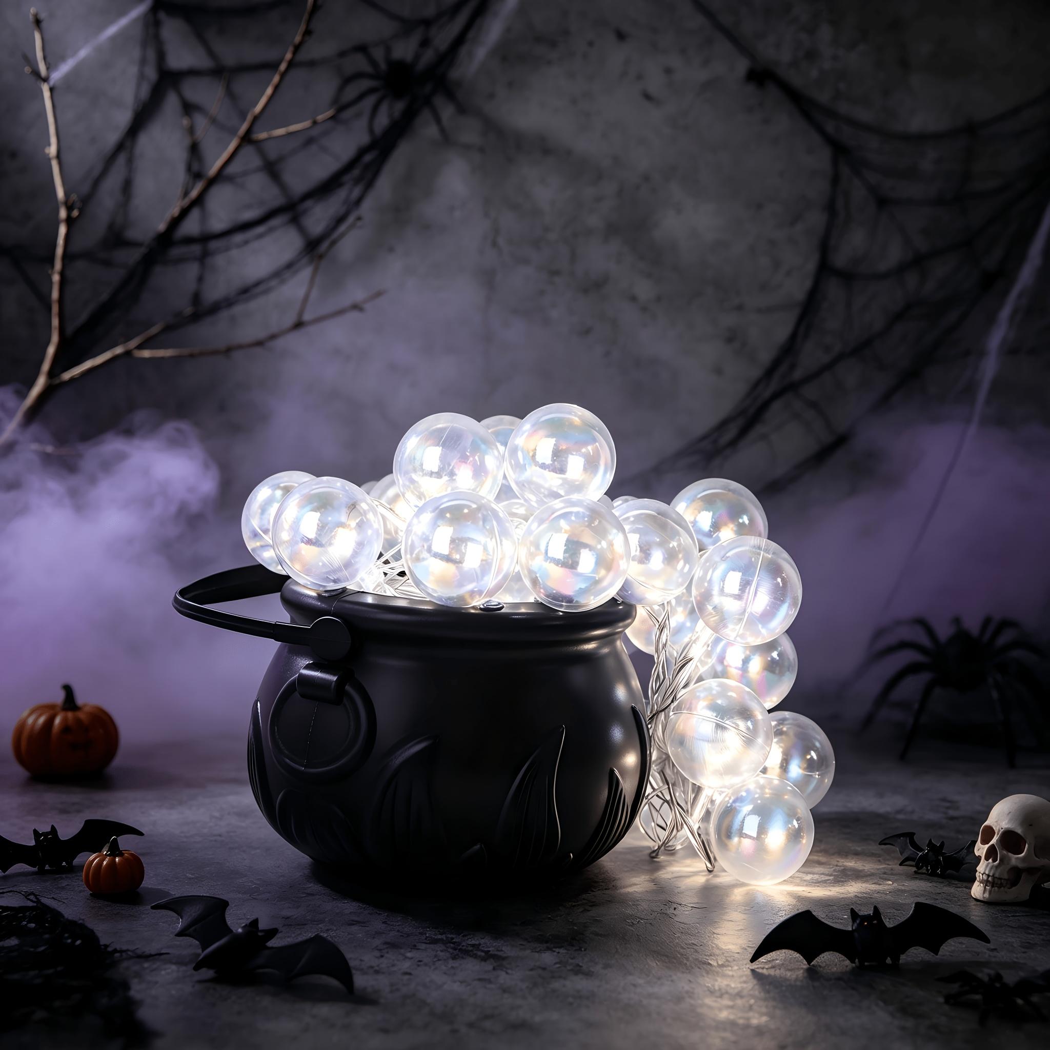 Halloween Witch Cauldron Indoor Decoration - DIY Bubbling Cauldron Set, Black Plastic Bowl Magic Spell Party Decoration - Horror Vintage Decoration for Home Kitchen Room Parties, Witch Cauldron Halloween Decoration