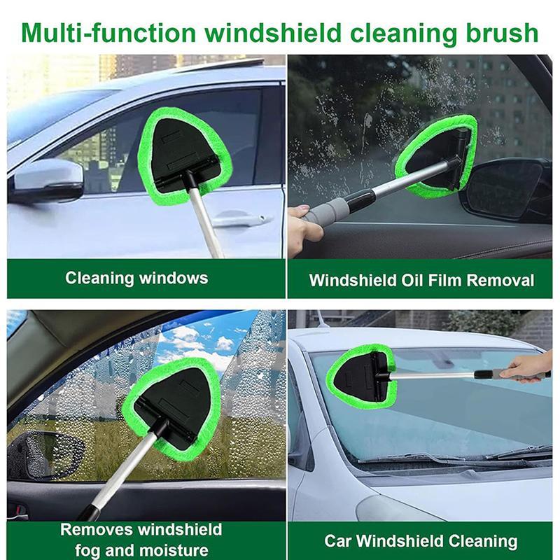 8pcs Windshield Cleaning Kit, Car Cleaning Supplies, Including 5 Reusable And Washable Microfiber Pads And Car Windshield Wiper Set with Retractable Handle