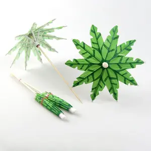 50Pcs Tropical Coconut Palm Drink Umbrella Picks, Mini Paper Cocktail Umbrella Toppers with Toothpick, Decorative Garnish for Hawaiian Party, Pool Party, Bar & Drinks Decoration