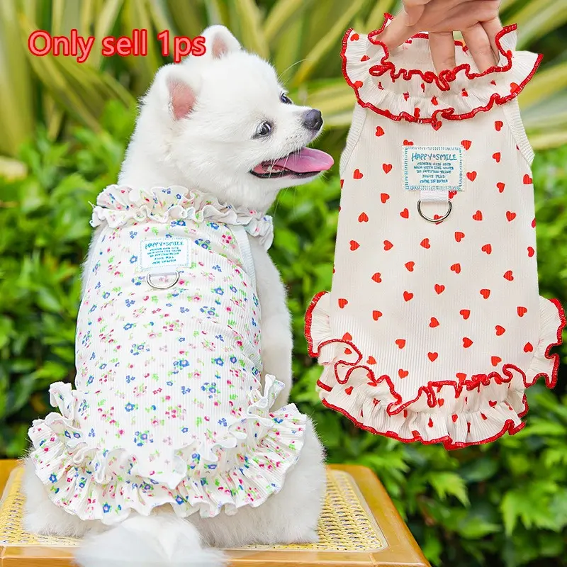 Summer Pet Dog Cat Clothes, Floral Princess Dress, Thin Breathable Fabric, Comfortable Clothing for Dogs and Cats, Stylish Pet
