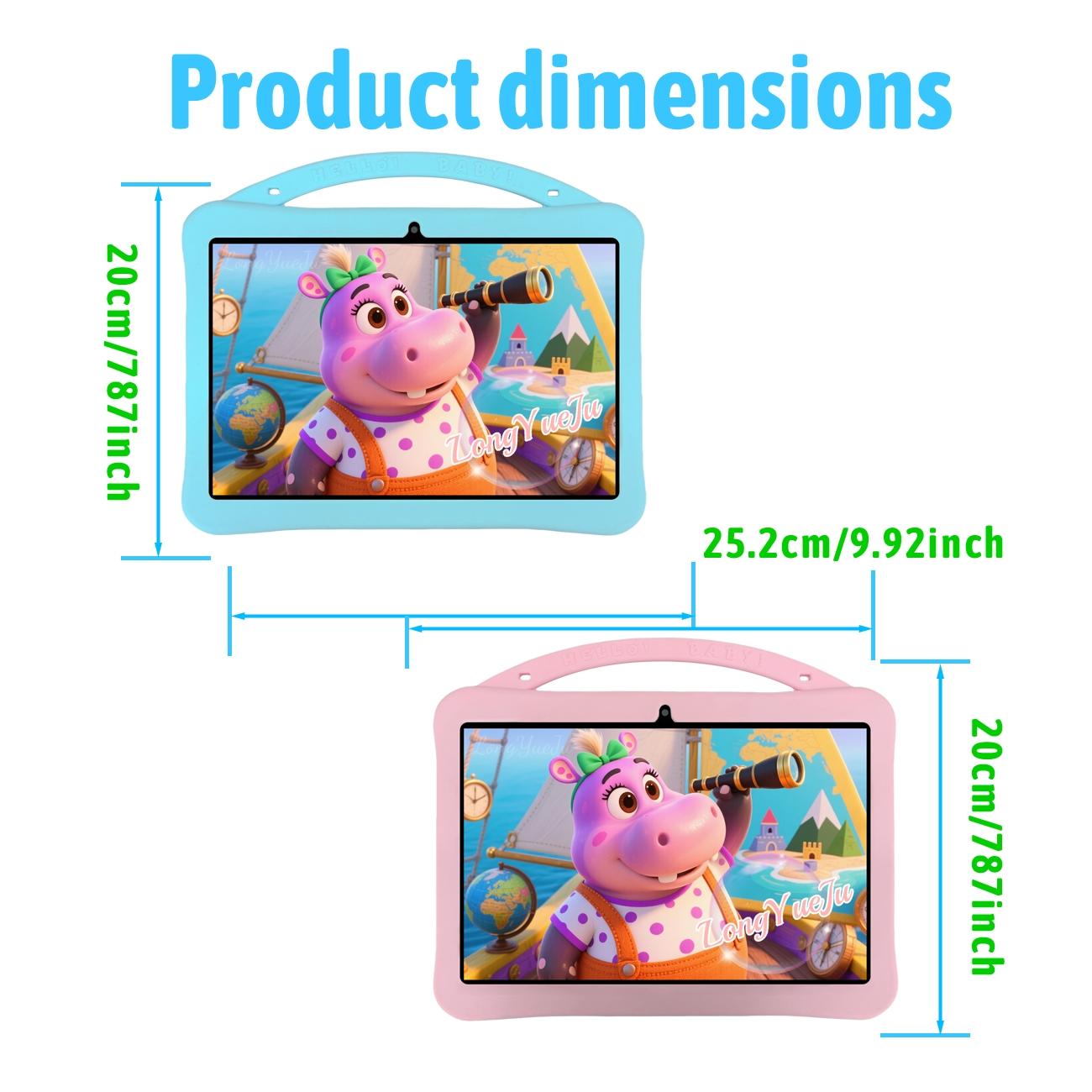 10.1-inch Android tablet, best-selling style, equipped with multiple smart applications, IWAWA educational software includes knowledge from multiple fields, with parental control function, no adapter, blue/pink, suitable as a holiday gift