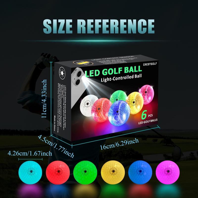 MYKUJA 6pcs Golf Light-controlled Balls, Premium Rubber Material, Flashlight Controlled Switch, Perfect Night Golf Accessory, Fun Gift for Golf Lover