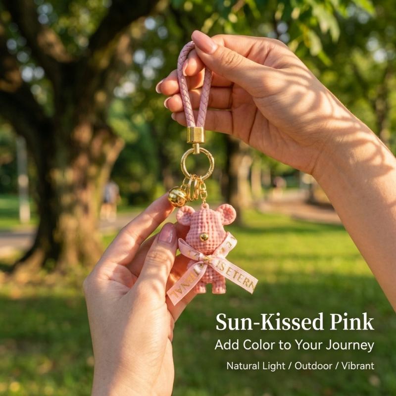 Creative cartoon girl-themed wool teddy bear keychain for couples, car bag pendant, small hanging piece, fashionable gift