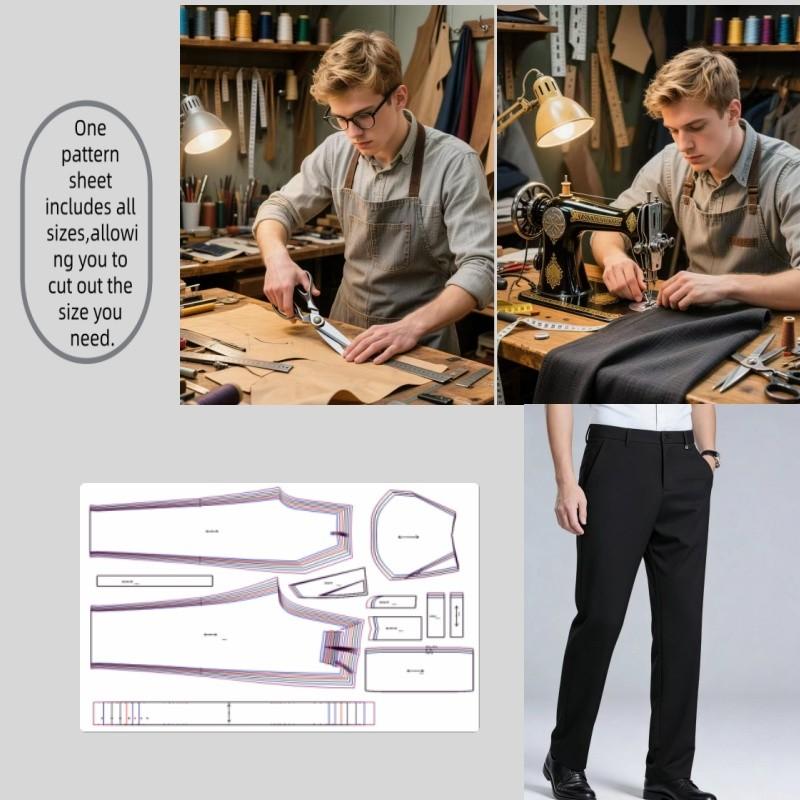 Men's XS-3xl Sewing Pattern Set, 7 Sizes, DIY Clothing Template, Custom Fabric Design, Handmade Fashion, Craft Supplies