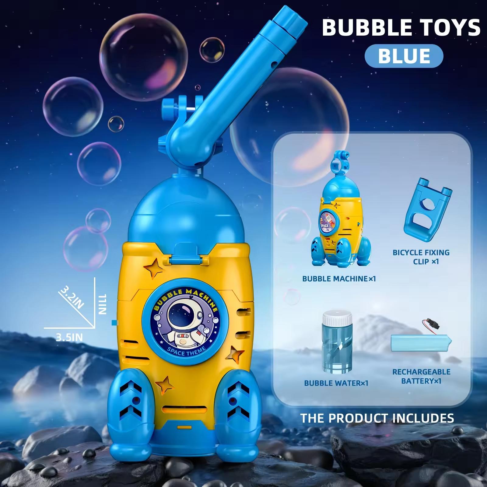 Rocket Car Bubble Machine Bicycle Electric Fully Automatic Rechargeable Kids Outdoor Toy Boy Girl, LED Light, Includes 50ML Bubble Liquid