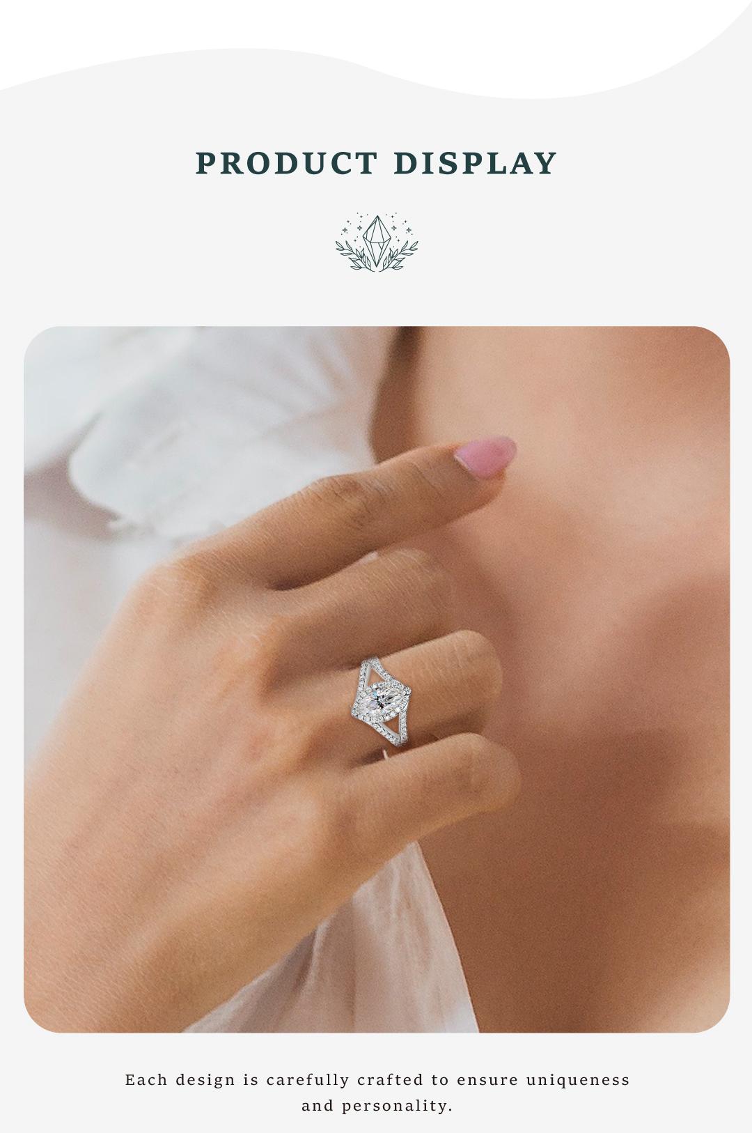 Mystical Horus Eye Design, Full Synthetic Moissanite Ring with Marquise & Round Cut, S925 Sterling Silver, Engagement Ring