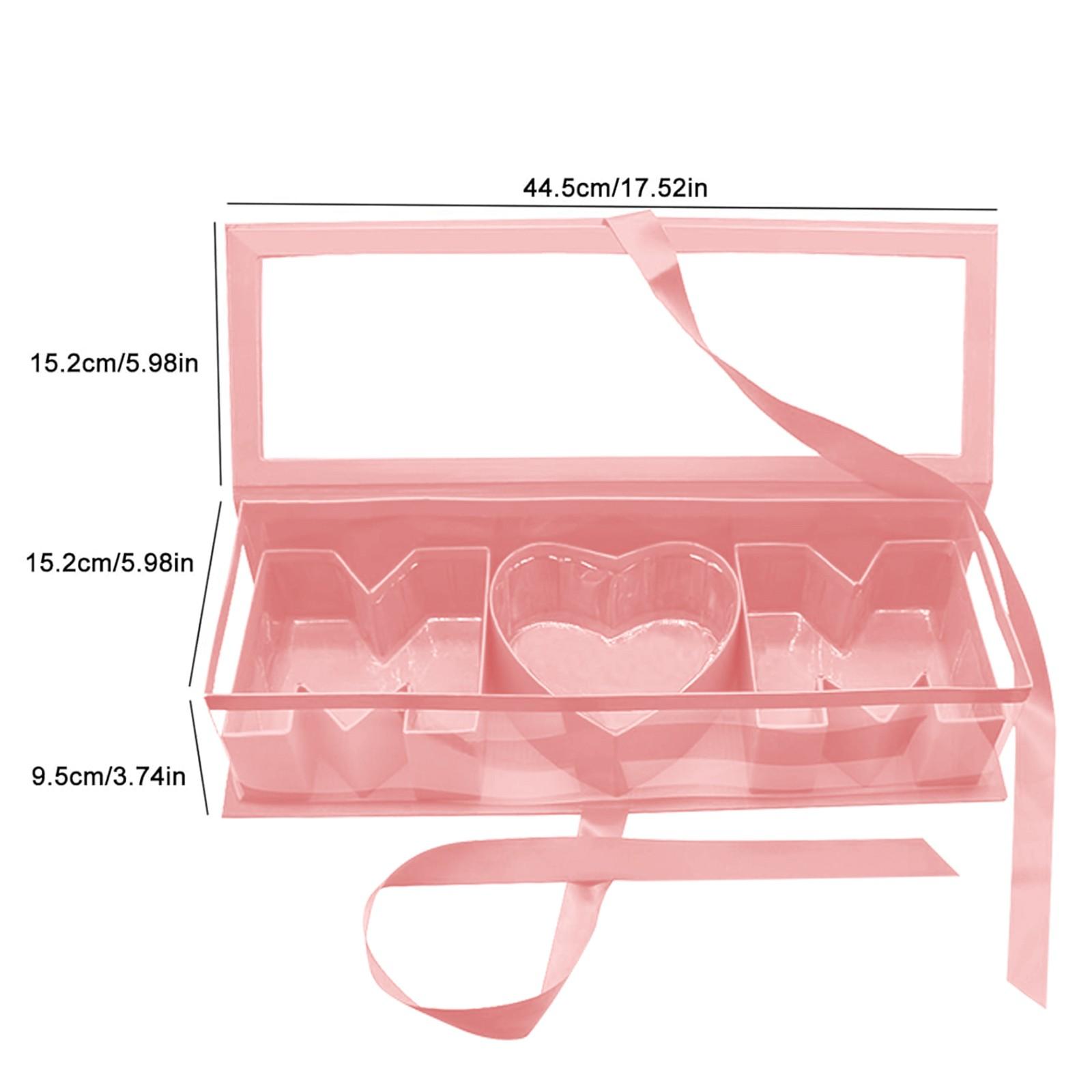 2 Pack Mother's Day Empty Flower Box Empty Gift Box Cardboard Letter Shaped Fillable Chocolate Strawberry Flower Gifts for Mother's Day