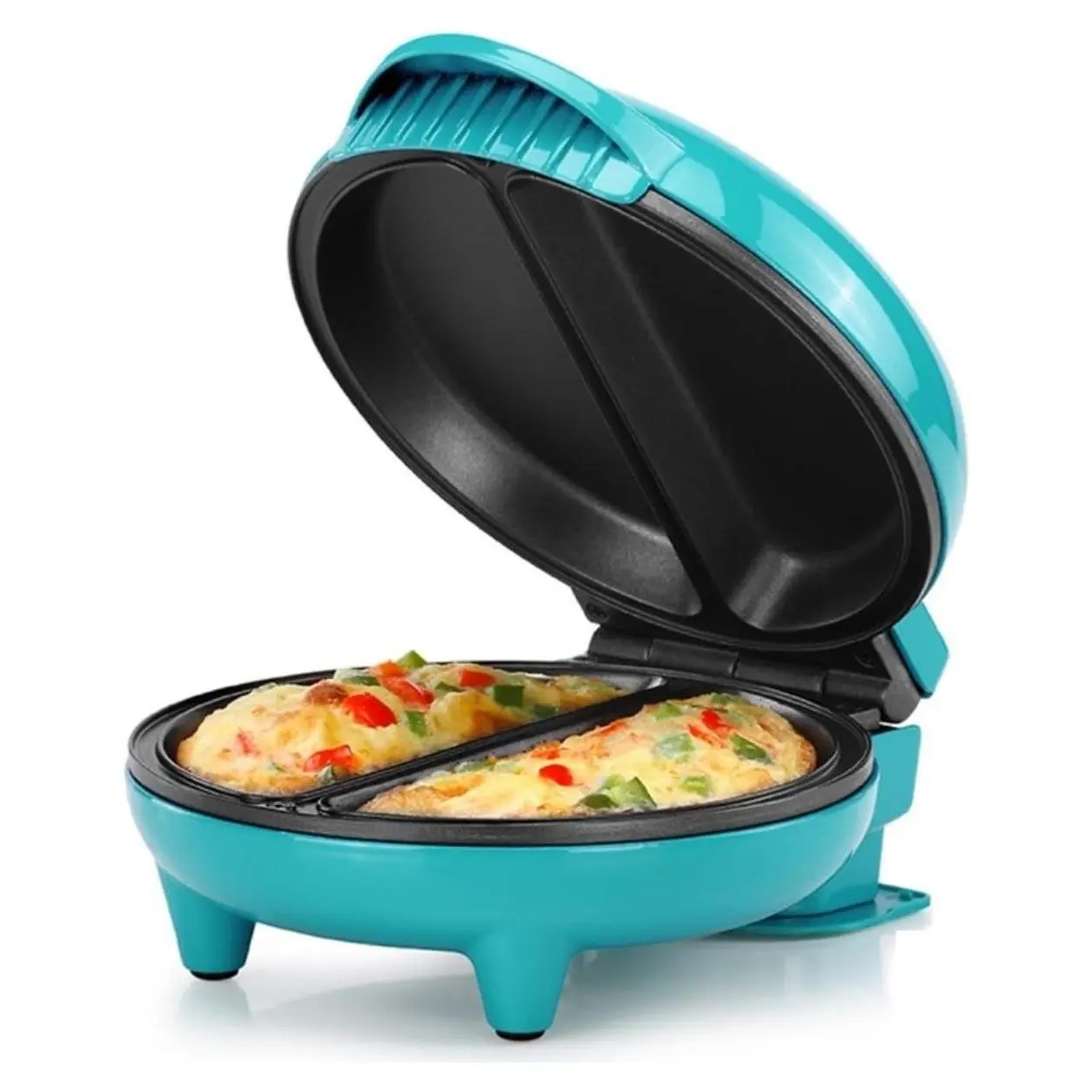 Stainless Steel 2 Section Omelet & Frittata Maker, Non Stick Coating, Easy To Clean, Indicator Lights, Compact Storage, Prepare Versatile Recipes in Minutes, 2 Portions, TealGift