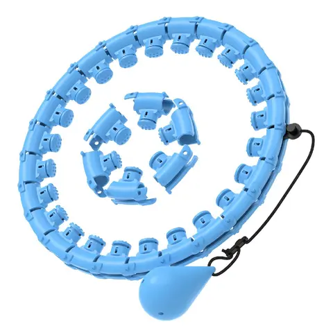 Adults' 2-in-1 Smart Weighted Hula Hoop - 24 Detachable Knots, Adjustable Waistline Trainer, Silent & Shock-Absorbing Massage Rollers, 360-Degree Rotation, Fits All Sizes & Shapes, Easy-to-Use Comfortable Workout Exercise Equipment, Weighted Hula Hoops