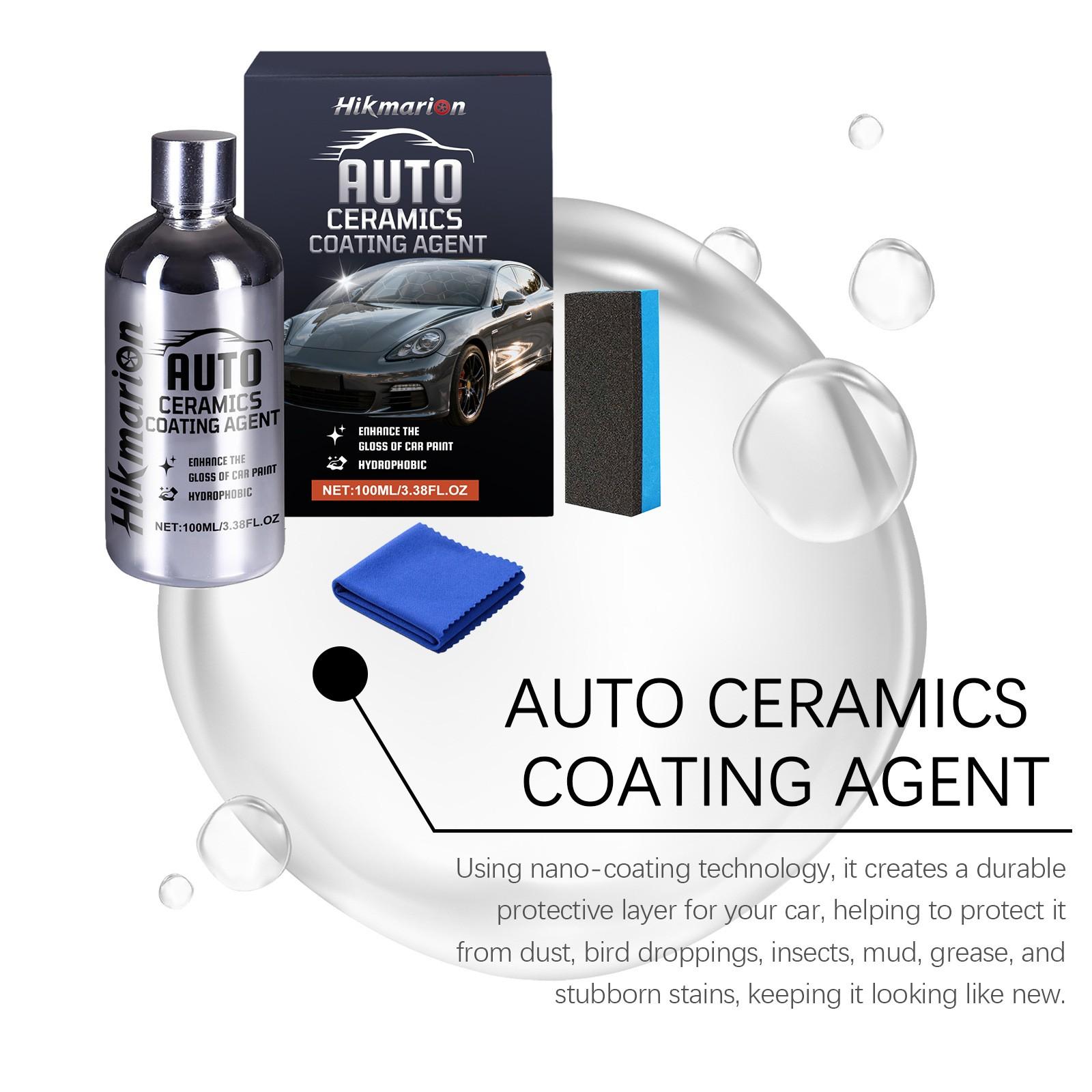 Ceramic Coating Agent (100ML), Car Body Paint Gloss Care, Coating Renewal Agent, Daily Cleaning, Includes Towel and Sponge, Non-Sponge Rubber, Unvulcanized, Automotive Coating Agent