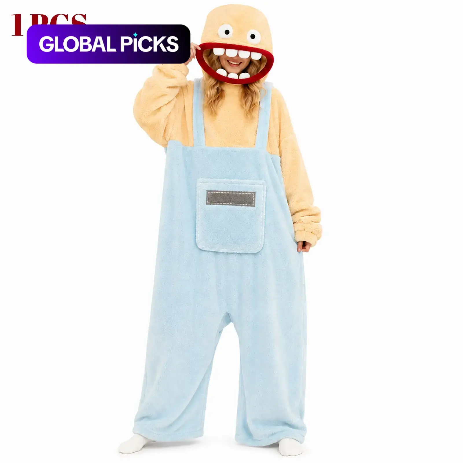 Funny Plush Monster Party Costume Prop, Oversized Character Hood, Soft Fuzzy Mascot for Halloween, Wedding, Beach Gatherings, 1 Pcs
