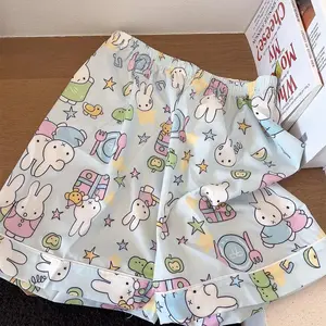 Kawaii Miffy Rabbit Ice Silk Pajamas Summer New Girls' Short Sleeves and Shorts Pajamas Thin Korean Style Student Home Wear