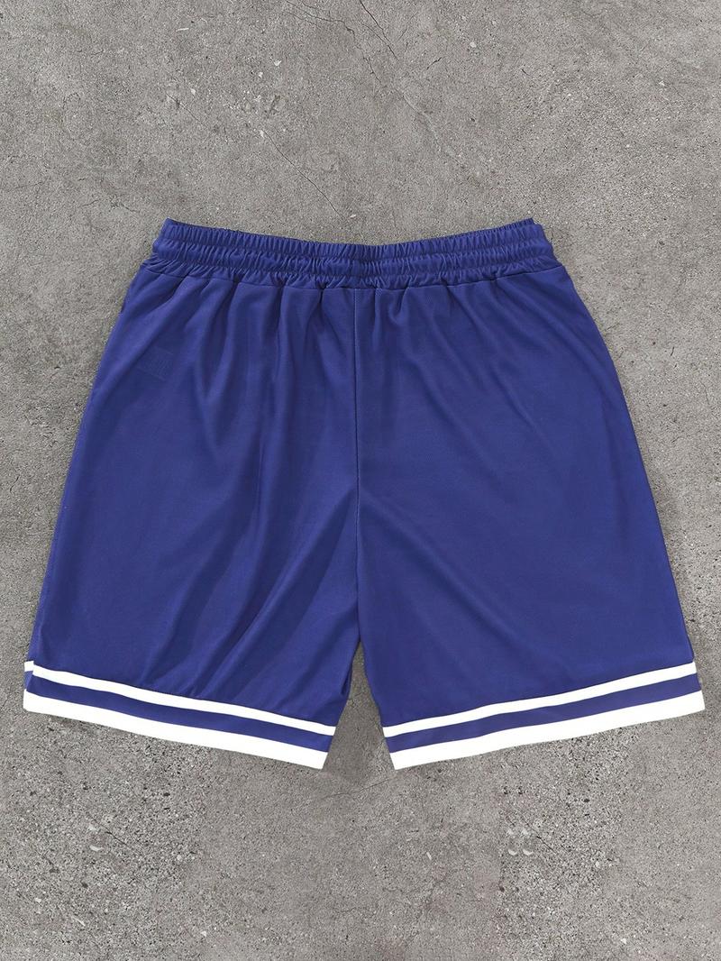 Men's Letter & Number Print Basketball Shorts, Regular Fit Casual Comfy Breathable Shorts for Summer, Men's Bottoms for Daily Wear