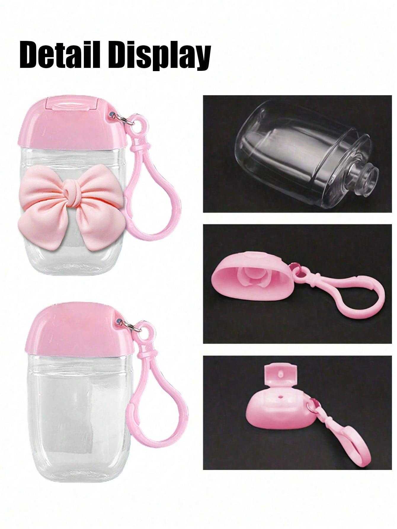 Transparent Empty Bottle 30ML with Bow, Travel Size, Keychain Hook, Flip Cover, Reusable, Portable, Refillable, Cosmetics Container