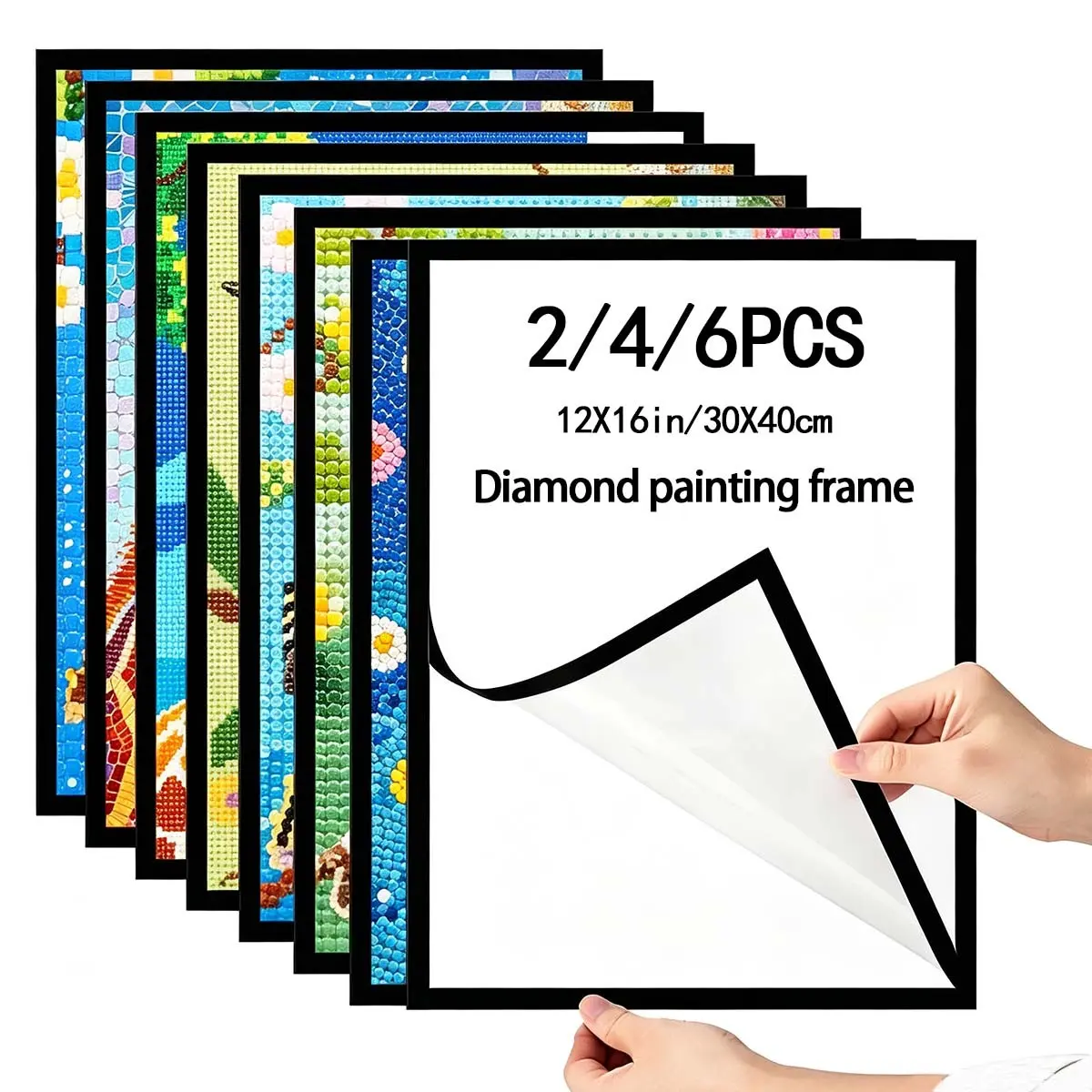 Multiple Diamond Painting Magnetic Frames, Self-Adhesive Backing, Suitable for Photos, Office Documents, Home Decor, 12x16in/30x40cm, Magnetic Picture Frame