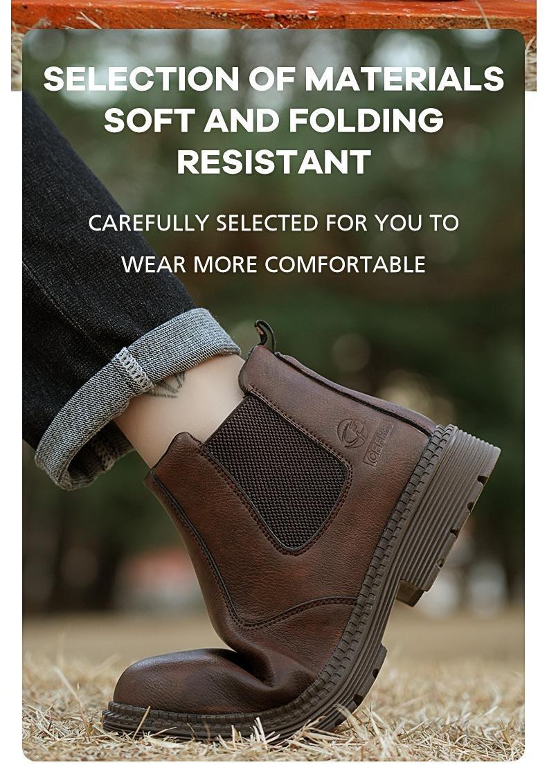 MKK Splash-proof Smash-proof Puncture-proof Breathable Safety Shoes Lightweight Steel Toe Brown Non-slip Work Boots for Women Waterproof Worker Boots