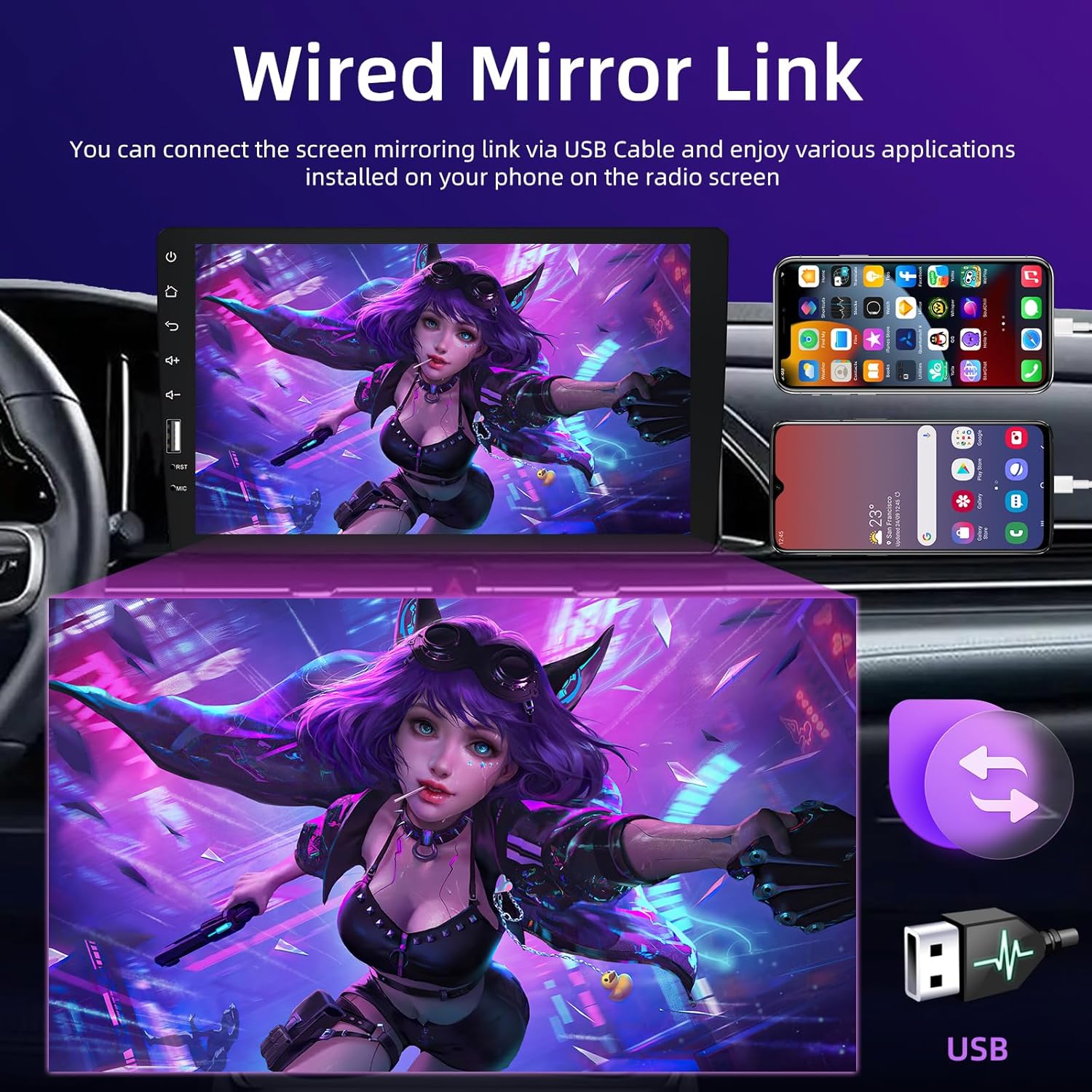9inch Single Din Touchscreen  Stereo Compatible with   and ,   Radio with Backup Camera