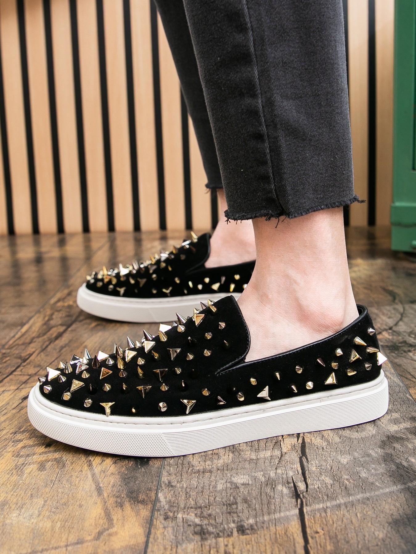 Men's Rivet Trendy Simple Board Shoes, Fashion Party Nightclub Daily Wear Business Loafers, Slip-On Walking Shoes