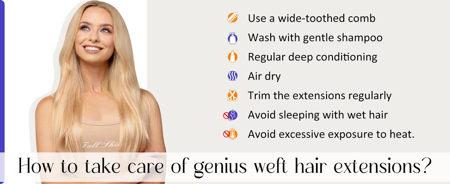 Full Shine Genius Weft Hair Extensions Hand Tied Weft Human Straight Hair For Women 50-60G